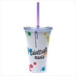Clear Tumbler with Purple Straw and White Insert